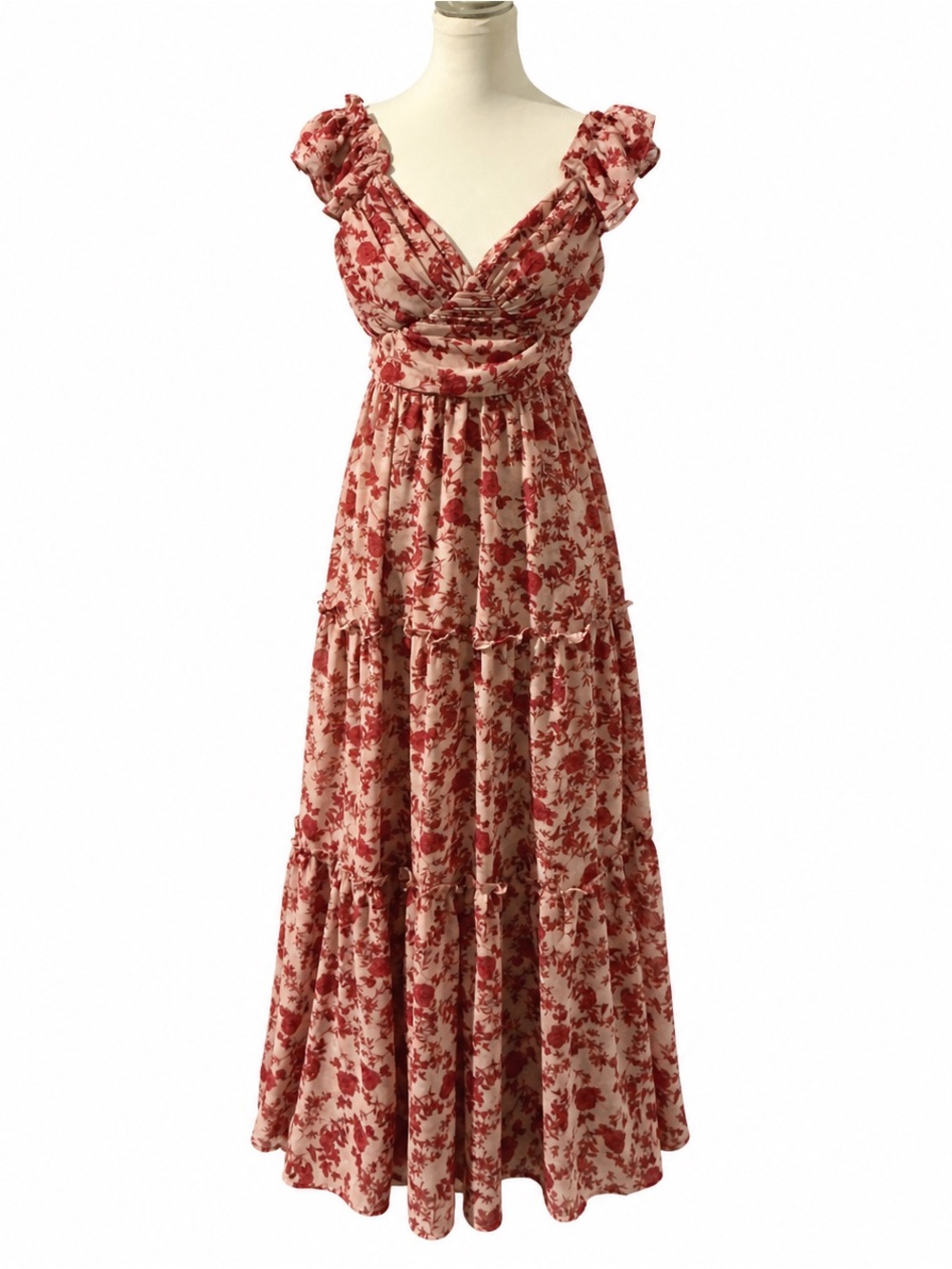 Baltic Born Montaigne Mauve Floral Ruffle Maxi Dress S